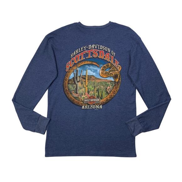 Harley Davidson Shirt Men Large Scottsdale Arizona Long Sleeve Knit Cotton Blend - Picture 1 of 10